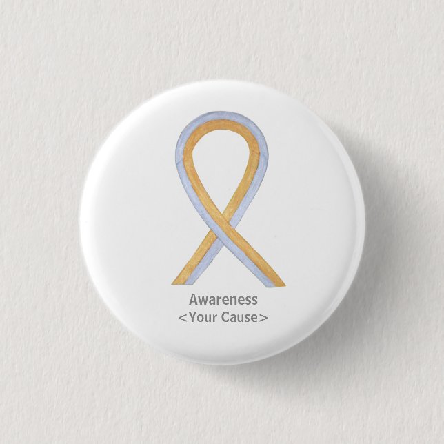 Gold and Silver Awareness Ribbon Custom Button Pin (Front)