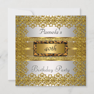 Gold and Silver Birthday Party Invitation