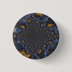 Gold and Silver Blue Molten Metal 3 Cm Round Badge