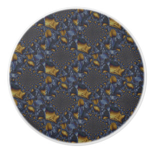 Gold and Silver Blue Molten Metal Ceramic Knob