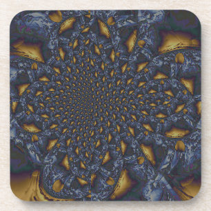 Gold and Silver Blue Molten Metal Coaster