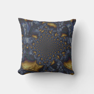Gold and Silver Blue Molten Metal Cushion
