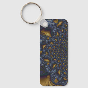 Gold and Silver Blue Molten Metal Key Ring