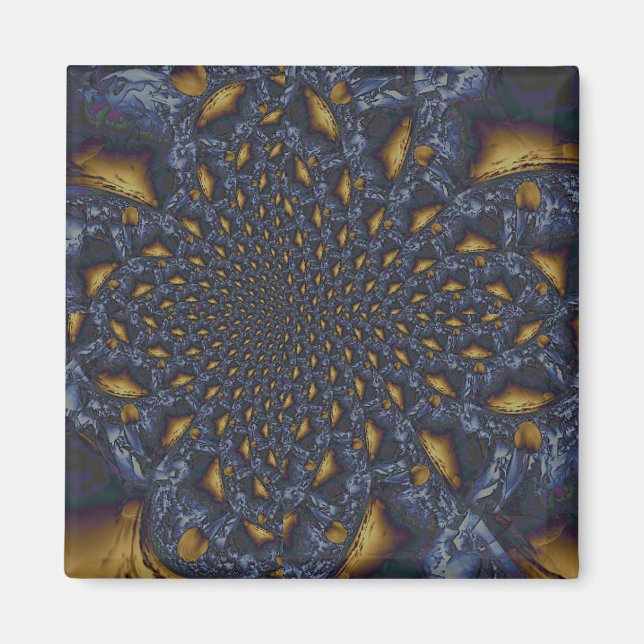 Gold and Silver Blue Molten Metal Magnet (Front)