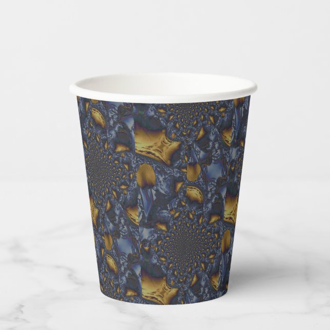 Gold and Silver Blue Molten Metal Paper Cups (Front)