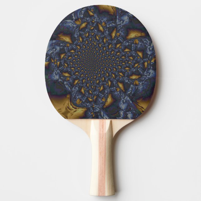 Gold and Silver Blue Molten Metal Ping Pong Paddle (Front)