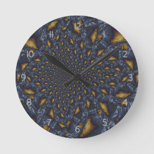 Gold and Silver Blue Molten Metal Round Clock
