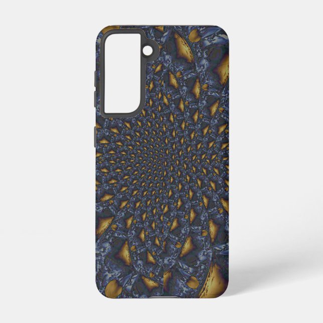 Gold and Silver Blue Molten Metal Samsung Galaxy S21 Case (Back)