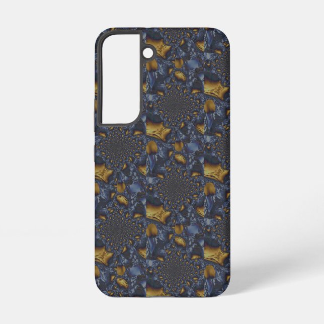 Gold and Silver Blue Molten Metal Samsung Galaxy S22 Case (Back)