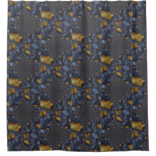 Gold and Silver Blue Molten Metal Shower Curtain