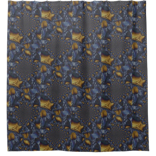 Gold and Silver Blue Molten Metal Shower Curtain (Front)