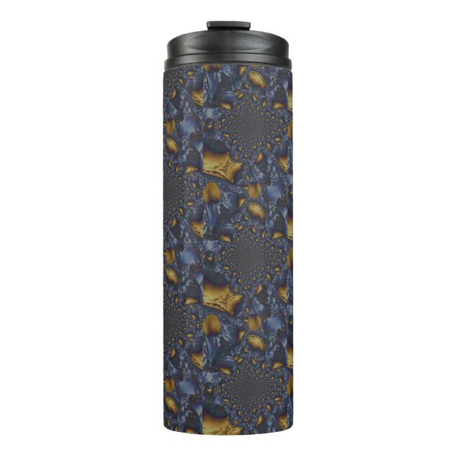 Gold and Silver Blue Molten Metal Thermal Tumbler (Front)