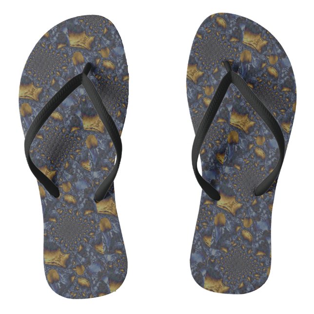 Gold and Silver Blue Molten Metal Thongs (Footbed)