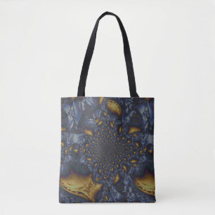 Gold and Silver Blue Molten Metal Tote Bag