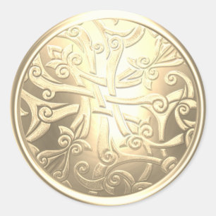 Gold and Silver Celtic Damask Envelope Seal
