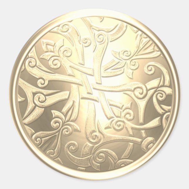 Gold and Silver Celtic Damask Envelope Seal (Front)