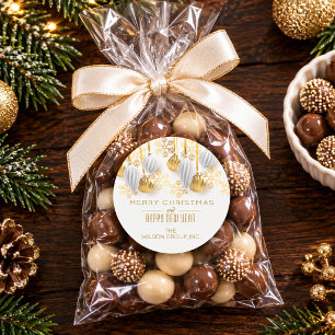 Gold and Silver Christmas Ornaments  Classic Round Sticker