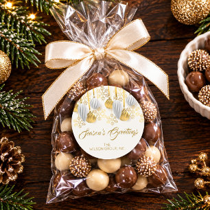 Gold and Silver Christmas Ornaments  Classic Round Sticker