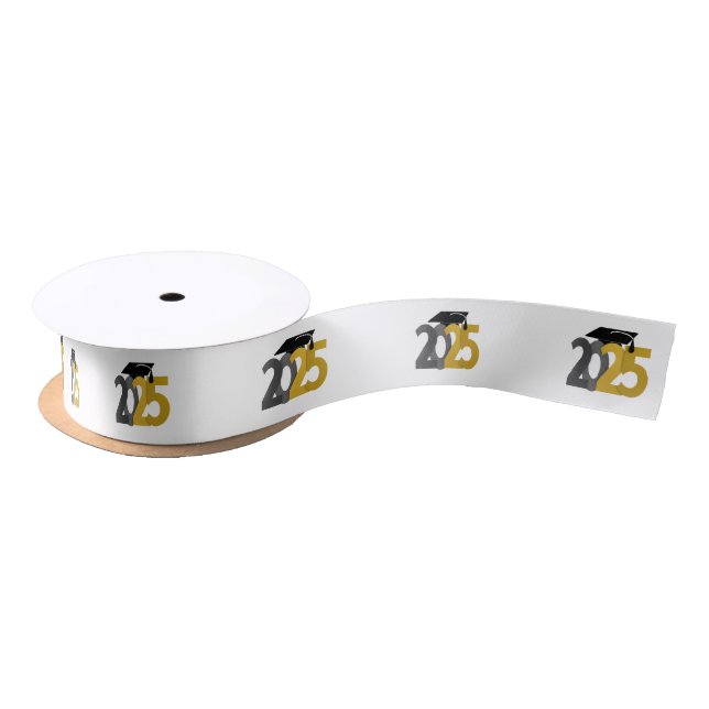 Gold and Silver Class of 2025  Graduation Satin Ribbon (Spool)