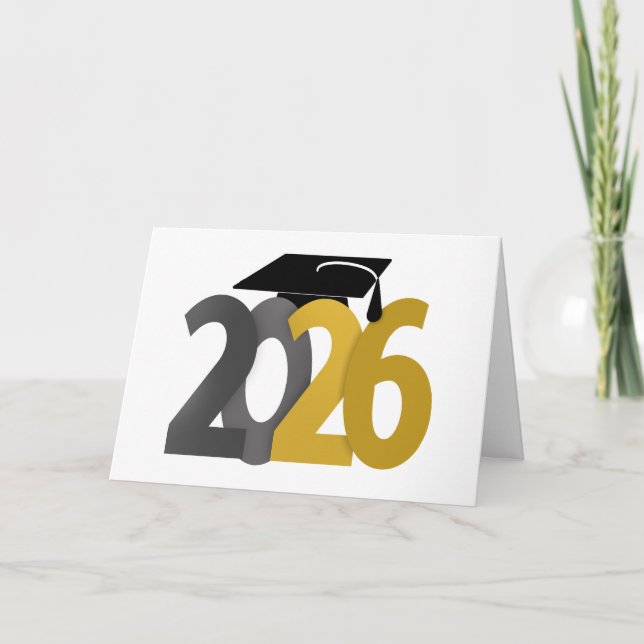 Gold and Silver Class of 2026 Graduation Card (Front)