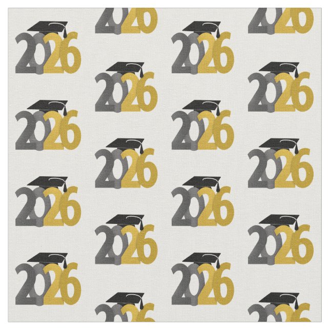 Gold and Silver Class of 2026 Graduation Fabric (Close Up)