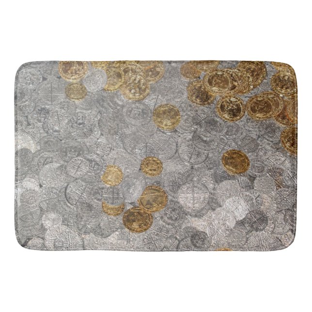Gold and Silver Coins Bath Mat (Front)