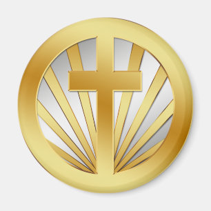 GOLD AND SILVER CROSS MAGNET
