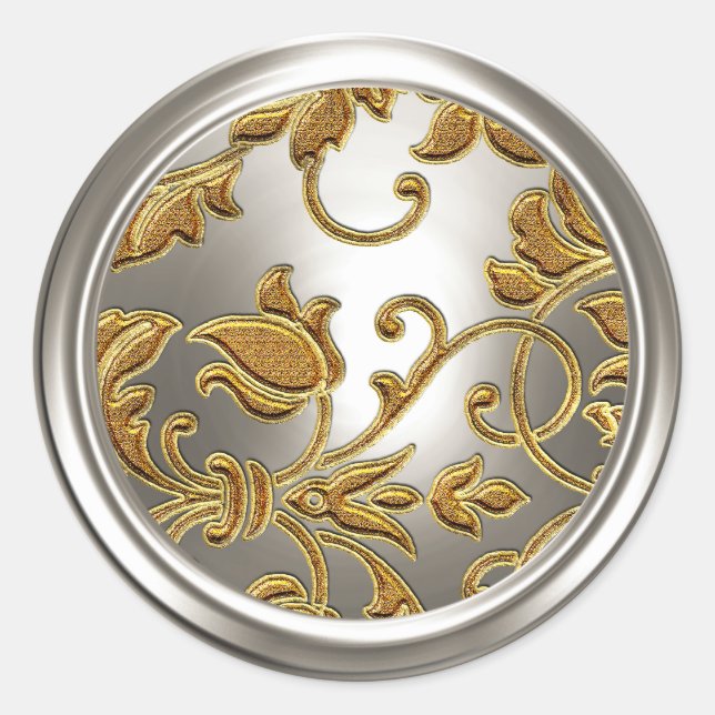 Gold and Silver Damask Envelope Seal (Front)