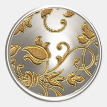 Gold and Silver Damask Envelope Seal