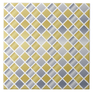 Gold and Silver (Diamond Chequered) Ceramic Tile