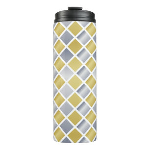Gold and Silver (Diamond Chequered) Thermal Tumbler