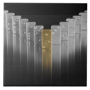 Gold and silver dominoes ceramic tile