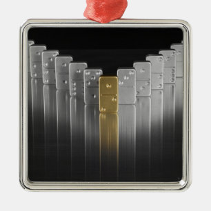 Gold and silver dominoes metal ornament