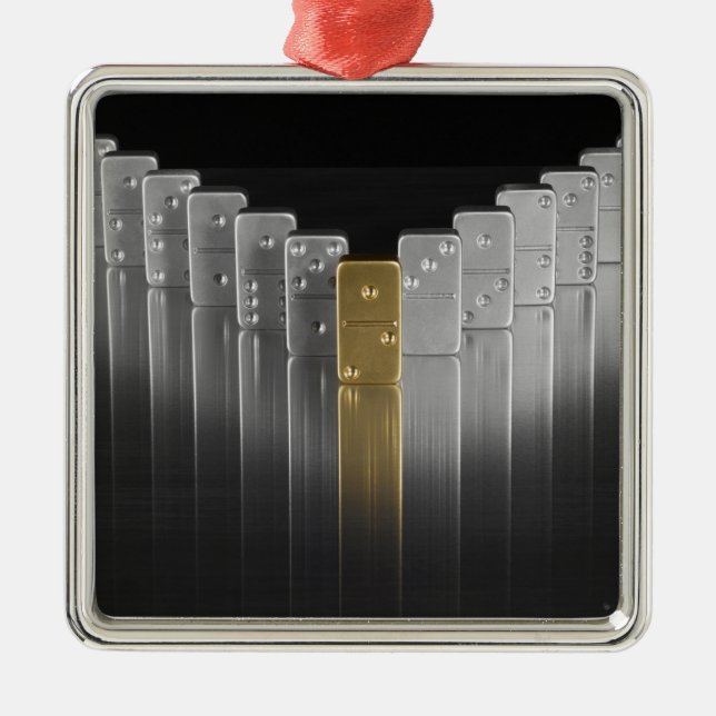Gold and silver dominoes metal ornament (Front)