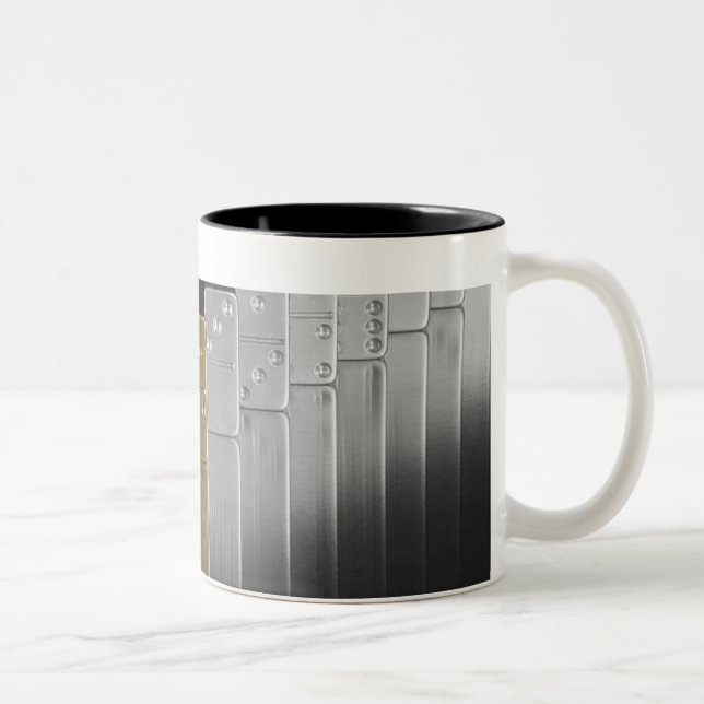 Gold and silver dominoes Two-Tone coffee mug (Right)