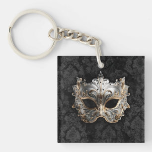 Gold and Silver Filigree Venetian Mask Key Ring