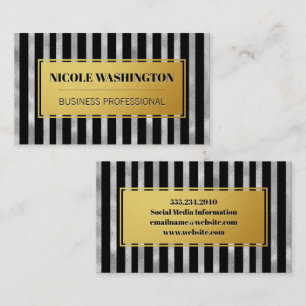 Gold and Silver Foil Striped   Fashion Business Card