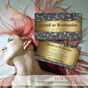 Gold and Silver Glitter Luminous Stars Elegance Business Card