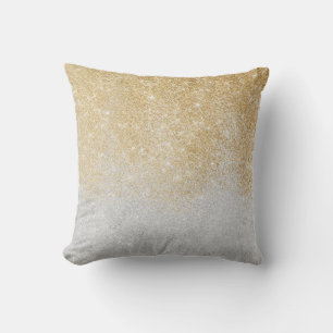 Gold and Silver Glitter Ombre Luxury Design Cushion