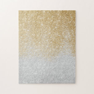 Gold and Silver Glitter Ombre Luxury Design  Jigsaw Puzzle