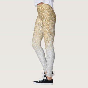 Gold and Silver Glitter Ombre Luxury Design Leggings