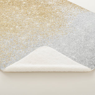 Gold and Silver Glitter Ombre Luxury Design Sherpa Blanket