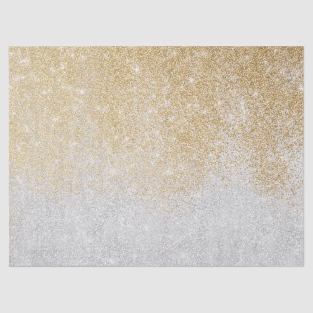 Gold and Silver Glitter Ombre Luxury Design  Tissue Paper (Front)