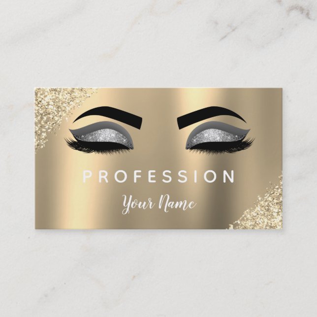 Gold and Silver Glitter Sparkle Makeup Artist Business Card (Front)