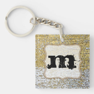 Gold and Silver Grunge Glitter Key Chain
