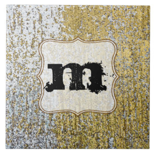 Gold and Silver Grunge Monogram Display Tile