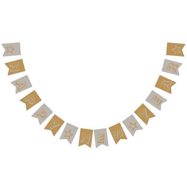 Gold and Silver Happy New Year Bunting (All)