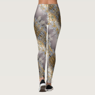 Gold And Silver Lace Tapestry Kaleidoscope Leggings