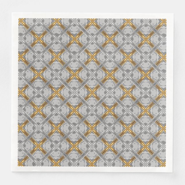 Gold and Silver Laced Medallions Pattern Napkin (Front)