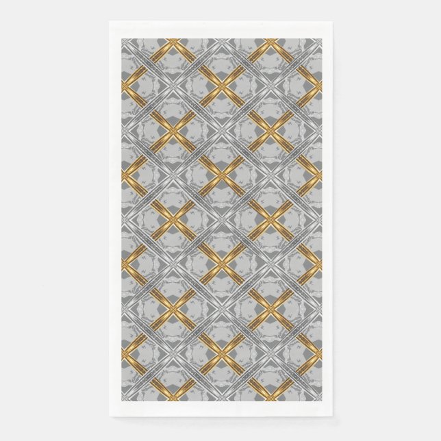 Gold and Silver Laced Medallions Pattern Napkin (Front)